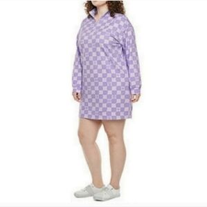 Juicy Couture purple checkerboard Long Sleeve Sweatshirt Dress